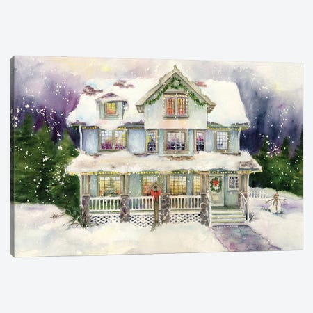 Christmas Eve House Canvas Print #PNN40} by Paula Nathan Canvas Wall Art