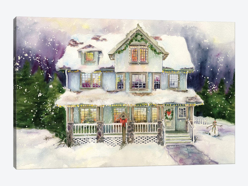 Christmas Eve House by Paula Nathan 1-piece Canvas Artwork