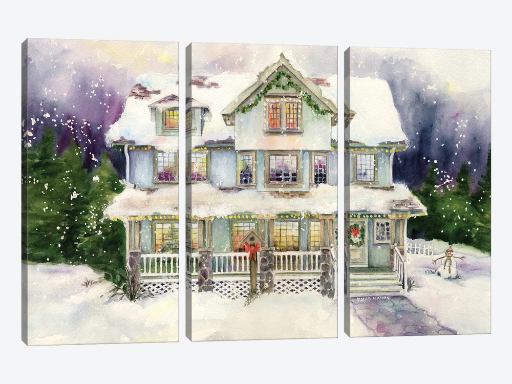 Christmas Eve House by Paula Nathan 3-piece Canvas Wall Art