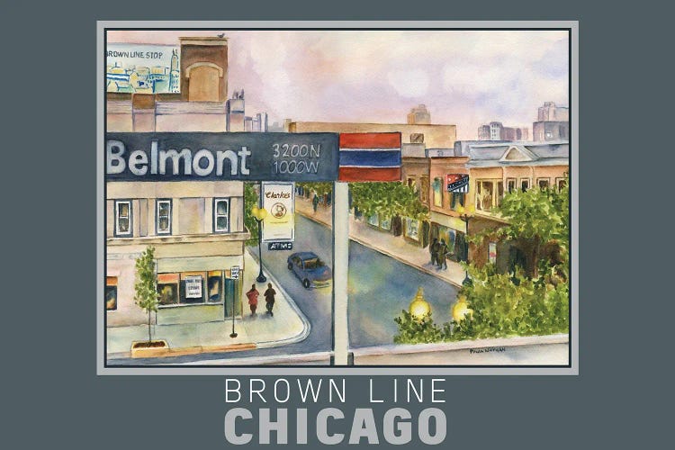 Chicago Brown Line Train Poster by Paula Nathan wall art