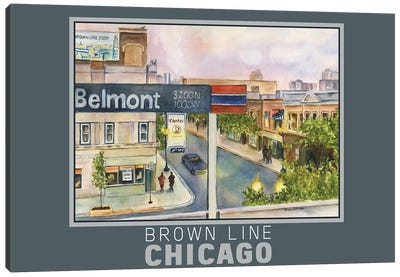 Chicago Brown Line Train Poster Canvas Art Print - Paula Nathan