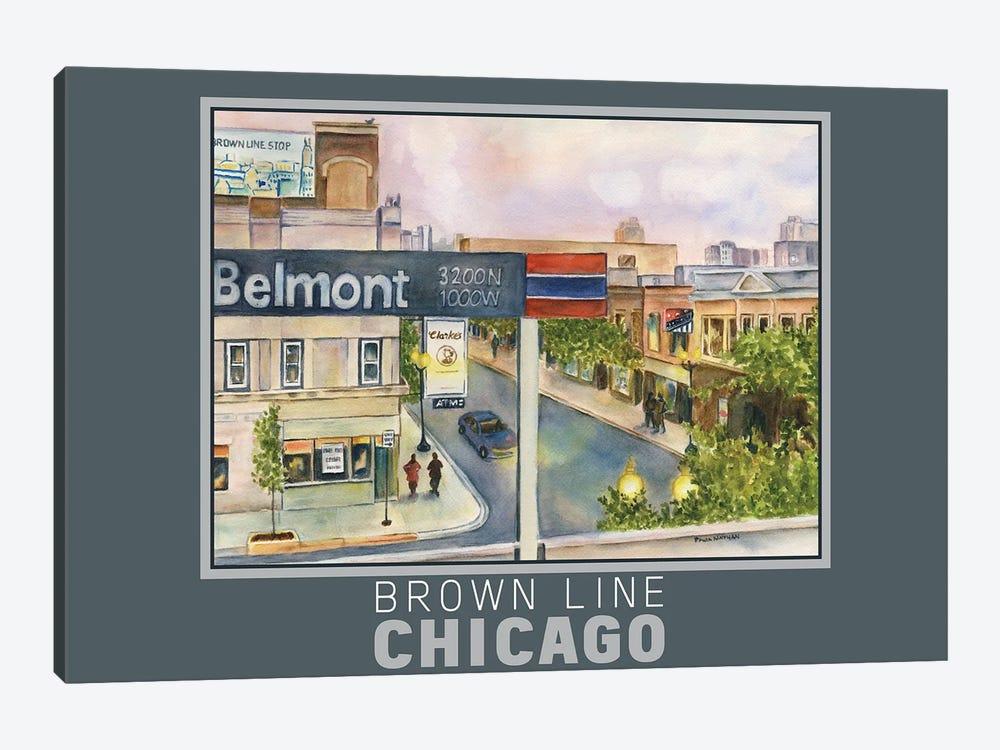 Chicago Brown Line Train Poster by Paula Nathan 1-piece Canvas Wall Art