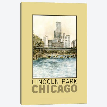 Lincoln Park Lagoon Travel Poster Canvas Print #PNN44} by Paula Nathan Canvas Print