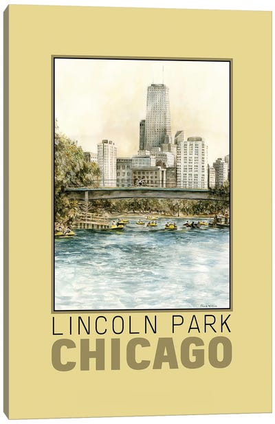 Lincoln Park Lagoon Travel Poster Canvas Art Print - Paula Nathan