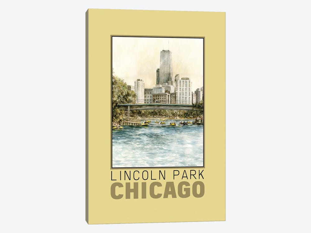 Lincoln Park Lagoon Travel Poster by Paula Nathan 1-piece Canvas Artwork