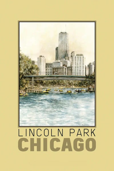 Paula Nathan: Lincoln Park Lagoon Travel Poster by Paula Nathan