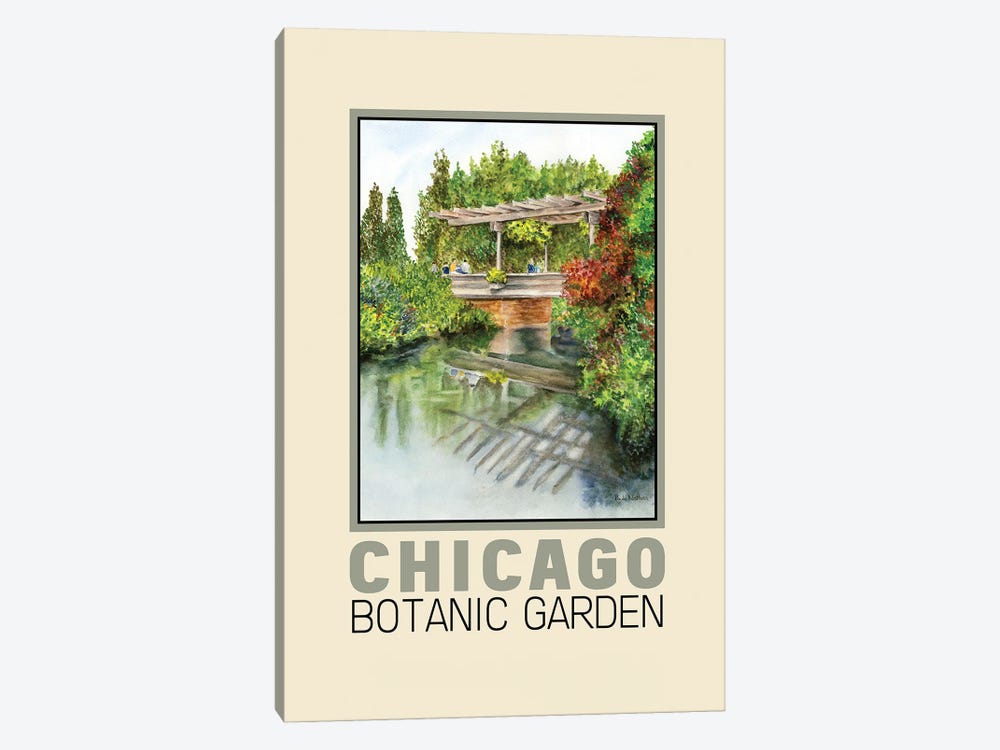 Chicago Botanic Garden Travel Poster by Paula Nathan 1-piece Canvas Print