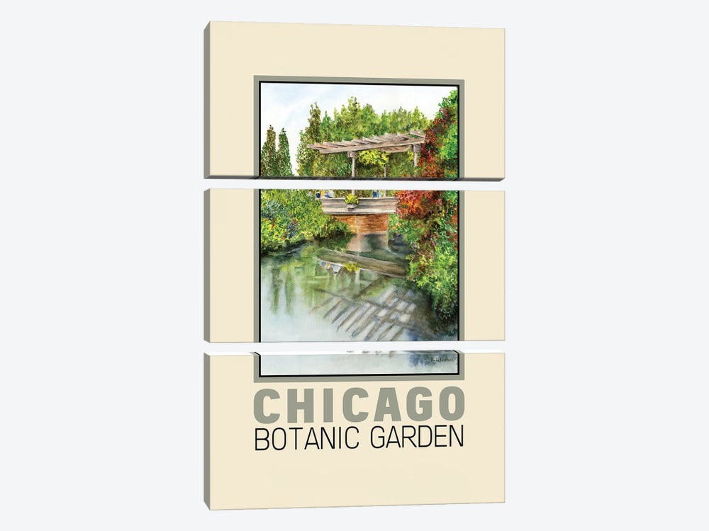 Chicago Botanic Garden Travel Poster by Paula Nathan 3-piece Art Print