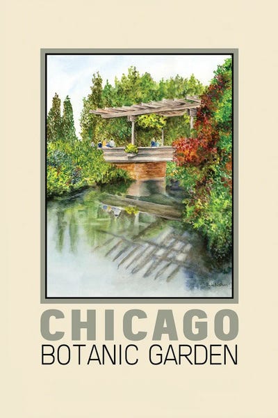 Chicago Posters: Chicago Botanic Garden Travel Poster by Paula Nathan