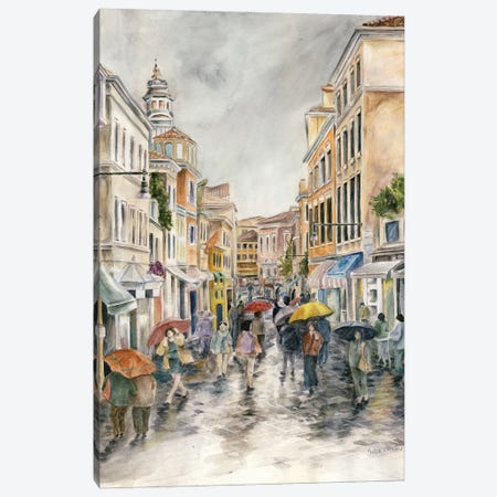Venice Street In The Rain Canvas Print #PNN4} by Paula Nathan Canvas Art Print