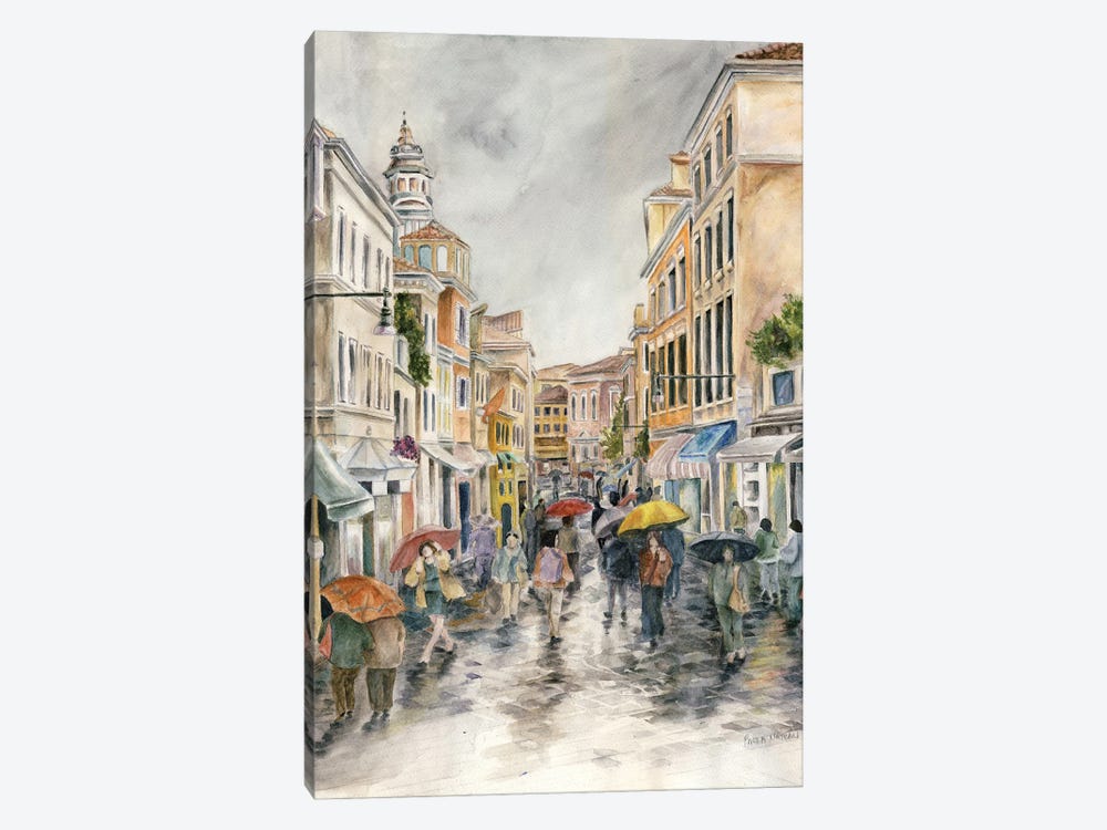 Venice Street In The Rain by Paula Nathan 1-piece Canvas Artwork