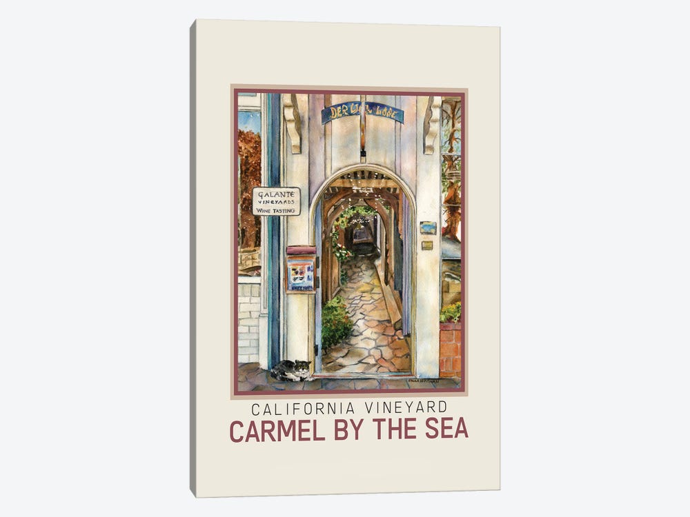 Carmel California Winery Entranceway Travel Poster by Paula Nathan 1-piece Canvas Print