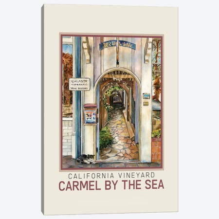 Carmel California Winery Entranceway Travel Poster Canvas Print #PNN50} by Paula Nathan Canvas Print