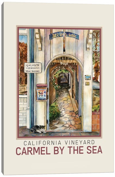 Carmel California Winery Entranceway Travel Poster Canvas Art Print - Paula Nathan