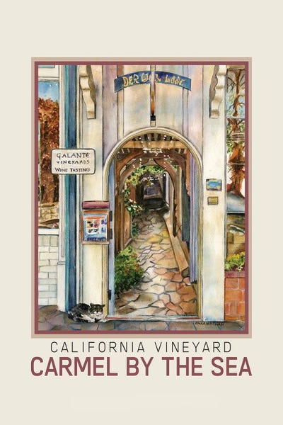 Paula Nathan: Carmel California Winery Entranceway Travel Poster by Paula Nathan
