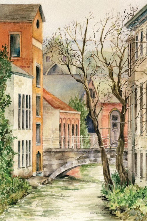 Bruges Belgium European Canal And Bridge by Paula Nathan wall art