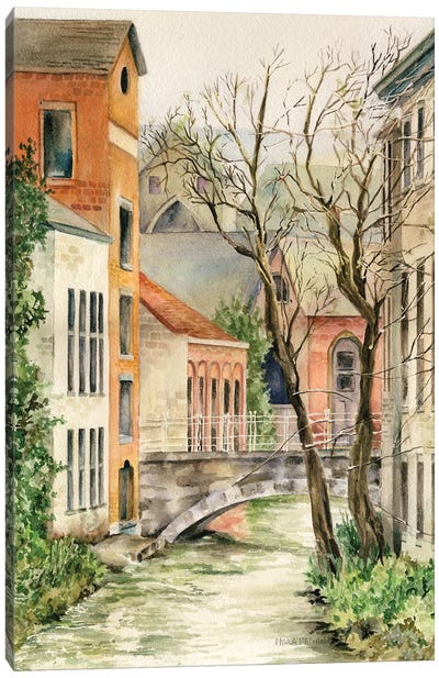 Bruges Belgium European Canal And Bridge Canvas Art Print
