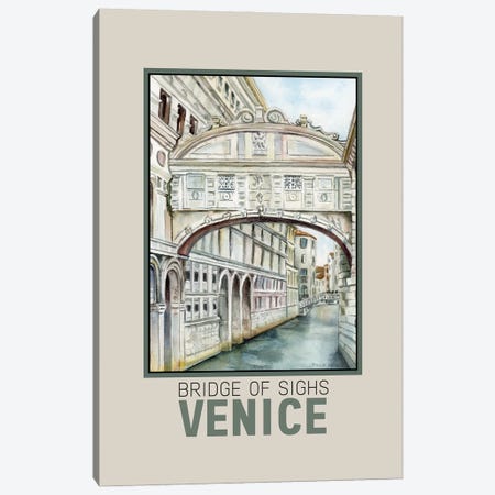 Bridge Of Sighs Venice Italy Travel Poster Canvas Print #PNN53} by Paula Nathan Canvas Art Print