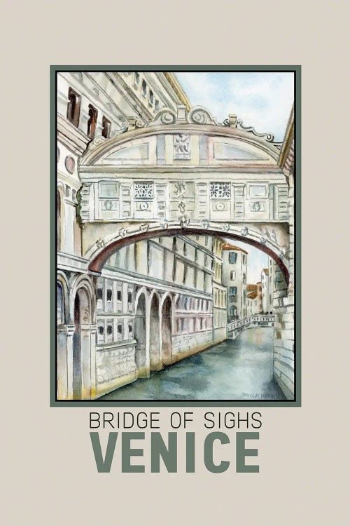 Bridge Of Sighs Venice Italy Travel Poster by Paula Nathan wall art