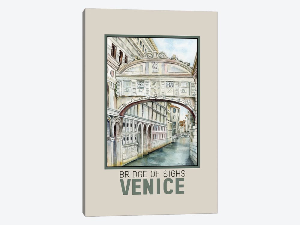 Bridge Of Sighs Venice Italy Travel Poster by Paula Nathan 1-piece Canvas Art