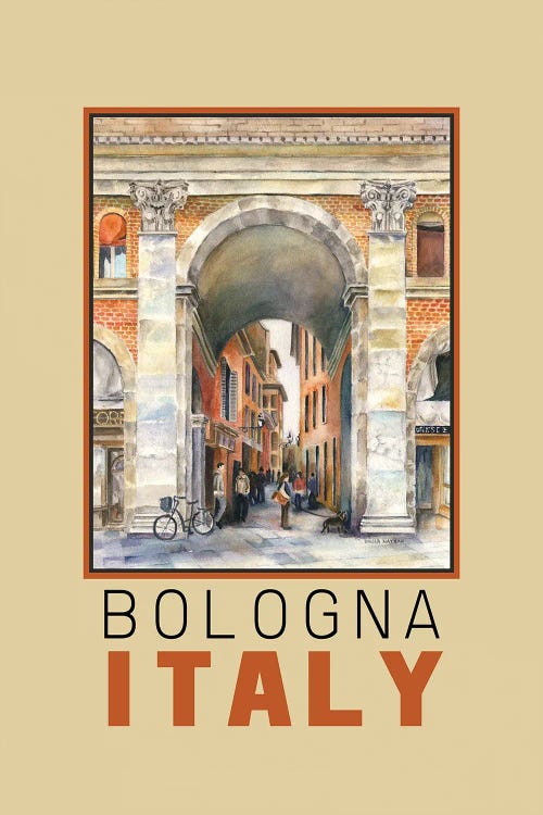 Bologna, Italy Arch Travel Poster by Paula Nathan wall art