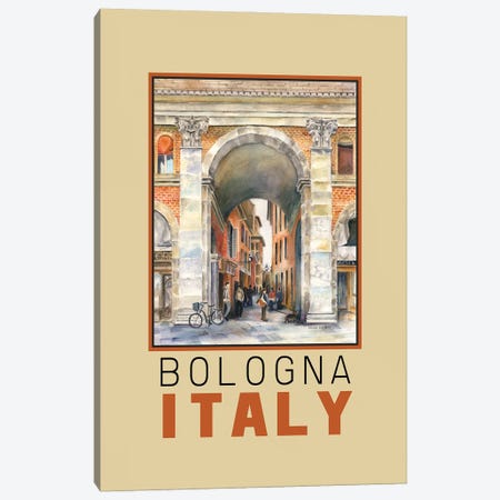 Bologna, Italy Arch Travel Poster Canvas Print #PNN56} by Paula Nathan Canvas Art