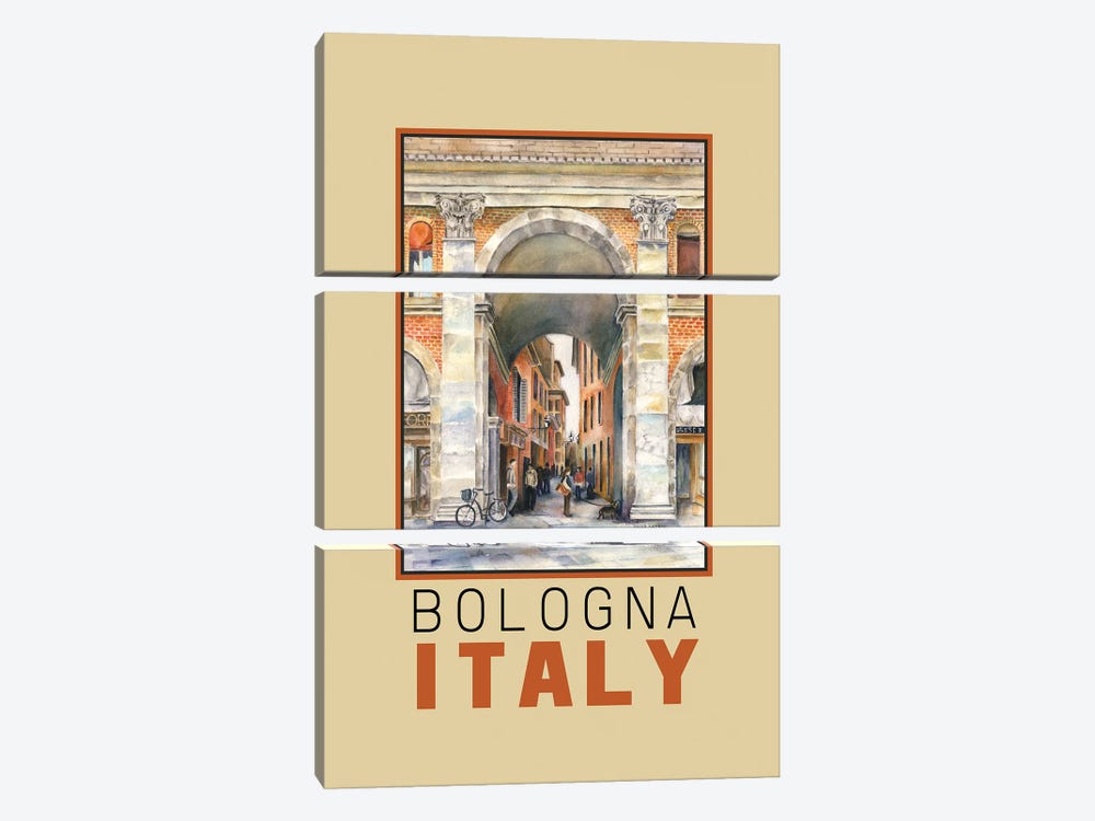 Bologna, Italy Arch Travel Poster by Paula Nathan 3-piece Art Print