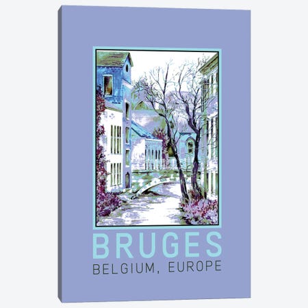 Bruges Belgium Travel Poster Canvas Print #PNN59} by Paula Nathan Canvas Art Print