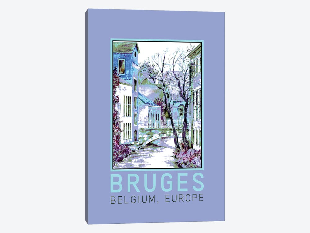 Bruges Belgium Travel Poster by Paula Nathan 1-piece Canvas Wall Art