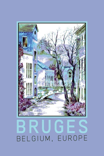 Paula Nathan: Bruges Belgium Travel Poster by Paula Nathan