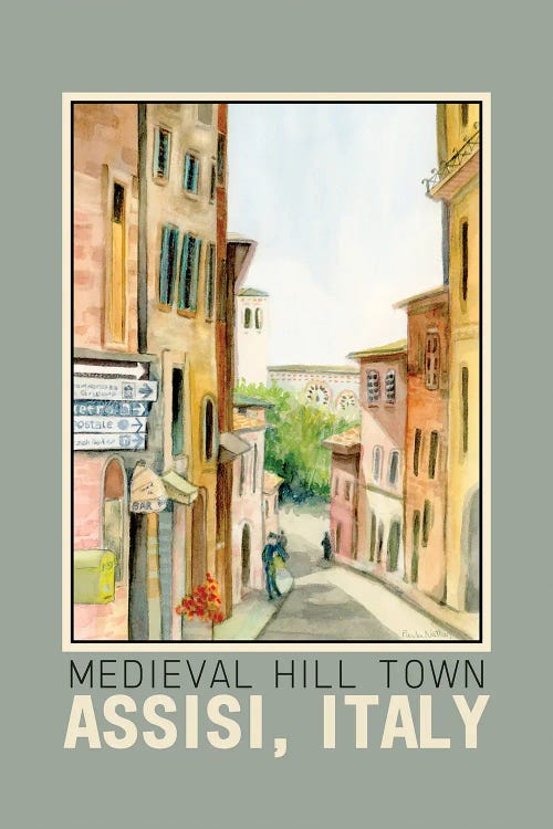 Assisi Italy Street Scene Travel Poster