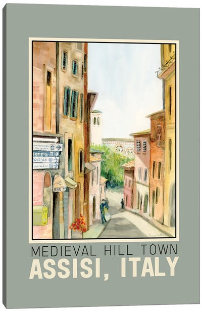 Assisi Italy Street Scene Travel Poster Canvas Art Print