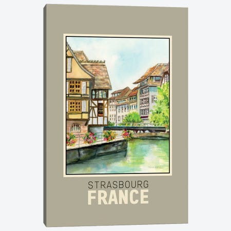 Strasbourg France Travel Poster Canvas Print #PNN9} by Paula Nathan Canvas Art