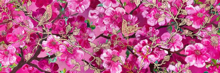 Golden Cherry Blossoms by Paulina Tapia wall art