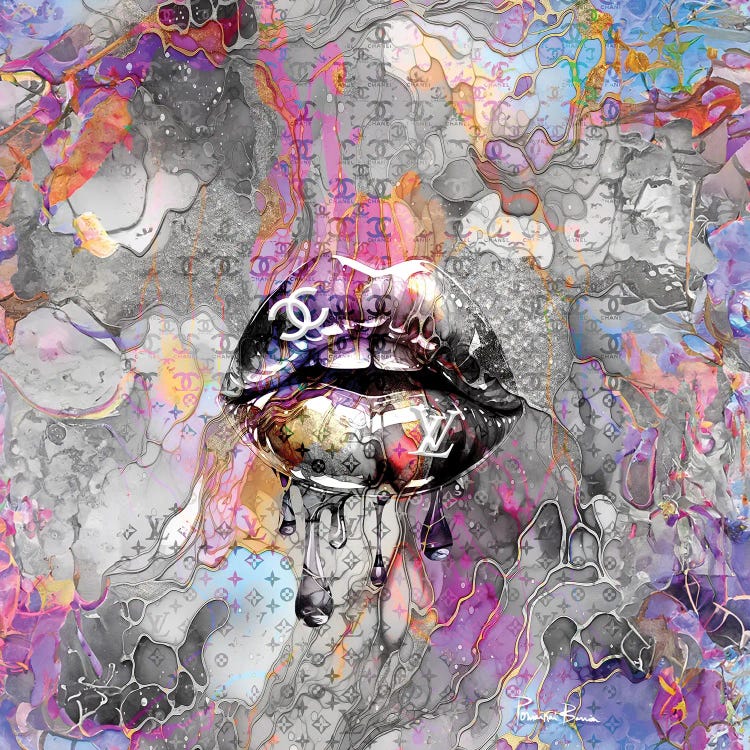 Lusciously Linked LV And CC Lips Black White by Pomaikai Barron wall art