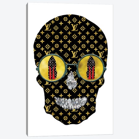 Louis Vuitton Black Gold Fashion Skull Canvas Print #POB109} by Pomaikai Barron Canvas Print