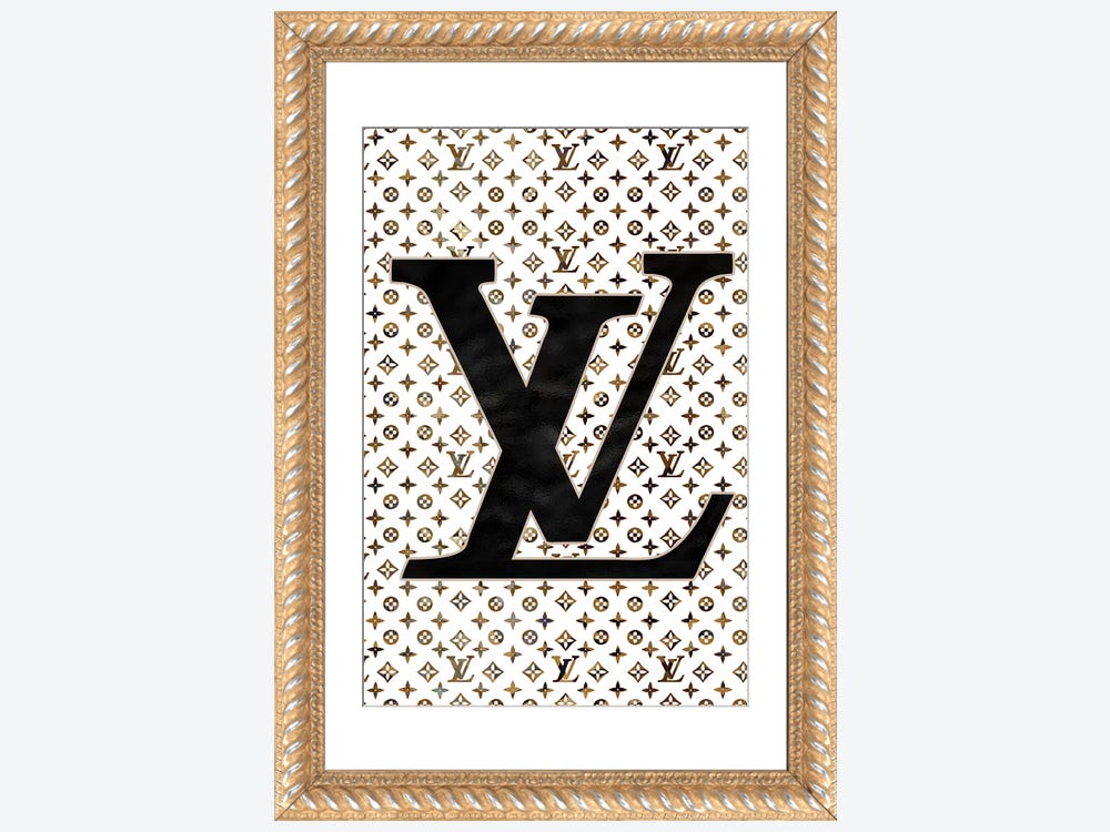 Framed Canvas Art (Champagne) - LV Fashion II by Pomaikai Barron ( Decorative Elements > Patterns art) - 26x18 in