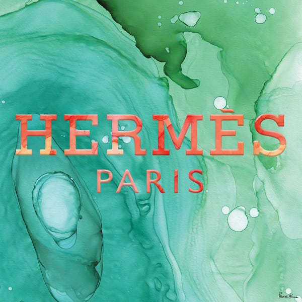 Hermés: Blood Orange And Green Alcohol Ink Fashion II by Pomaikai Barron