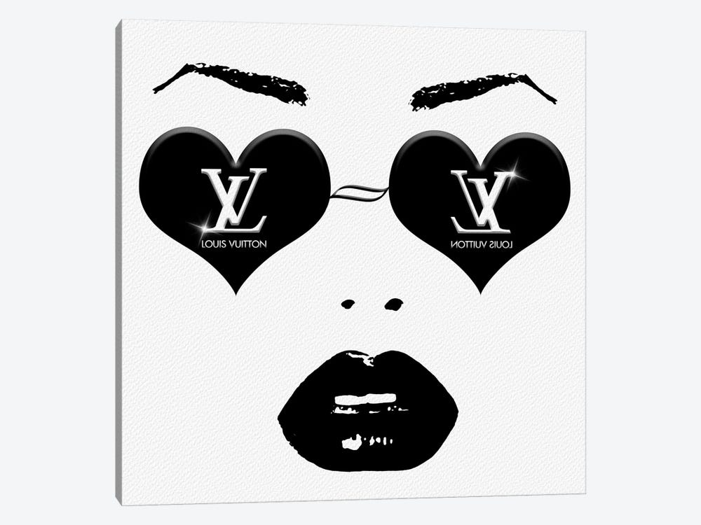 Original LV Fashion Face Monochrome - Pomaikai Barron Canvas Wall Art Print ( Fashion > Hair & Beauty > Lips art) - 12x12 in