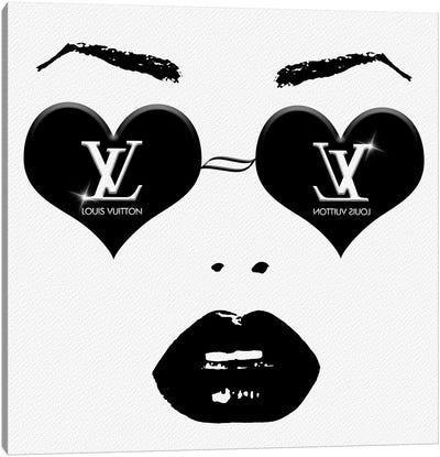 Original LV Fashion Face Monochrome Canvas Art Print - Lips Art