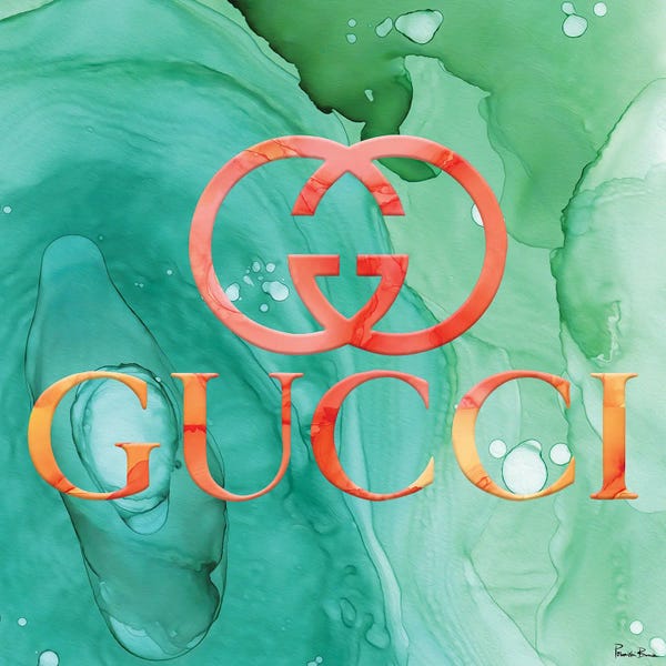 Gucci: Blood Orange And Green Alcohol Ink Fashion III by Pomaikai Barron
