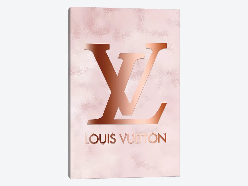 Framed Canvas Art (Gold Floating Frame) - Fashion Drips_LV Sweetly Pink by Pomaikai Barron ( Fashion > Fashion Brands > Louis Vuitton art) - 40x26 in