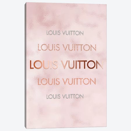 Framed Canvas Art (Gold Floating Frame) - Fashion Drips LV Pinkly by Pomaikai Barron ( Fashion > Fashion Brands > Louis Vuitton art) - 26x18 in