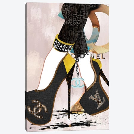 Framed Poster Prints - Bejeweled Fashion Book Stack and LV High Heel by Pomaikai Barron ( Fashion > Fashion Brands > Hermès art) - 24x24x1