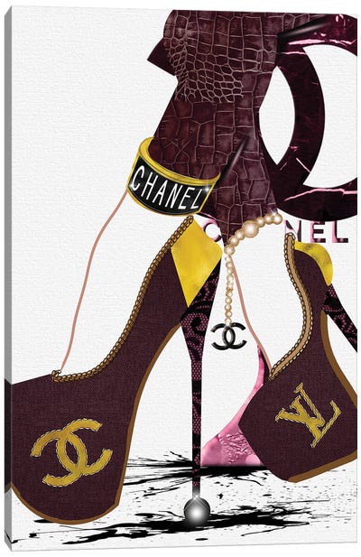 Talk To The Heels_Red Canvas Art Print - Chanel Art