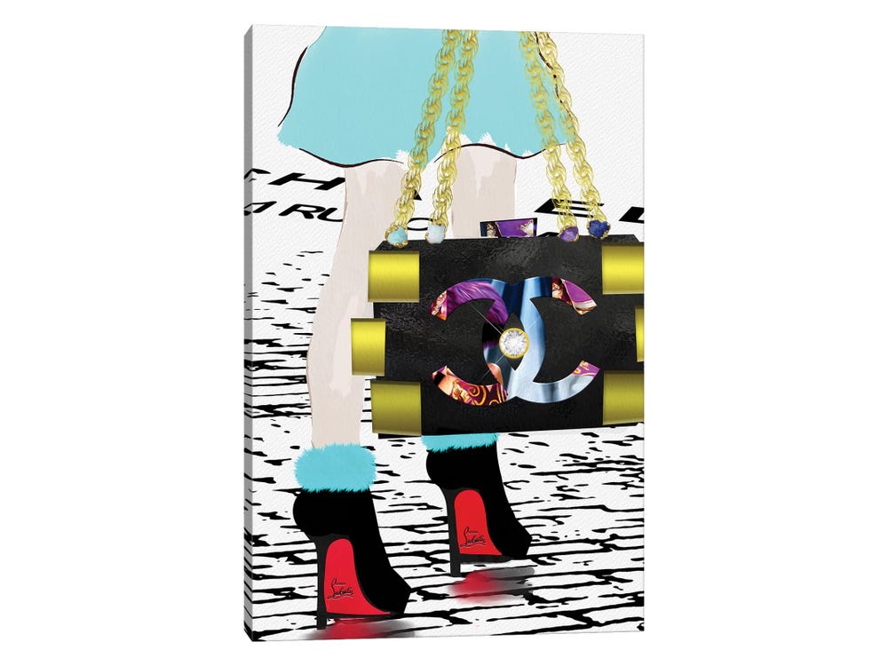 Little Ms. Blue And Her Fashion Clutch - Canvas Art