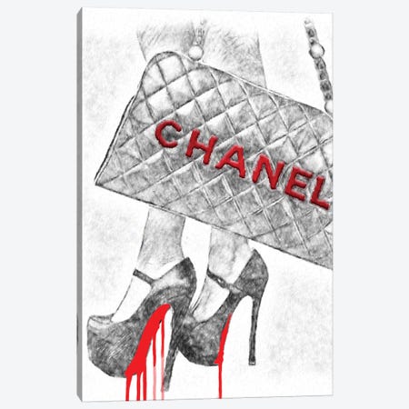Framed Poster Prints - Lady with The Chanel Bag and Rose Gold High Heels by Pomaikai Barron ( Fashion > Fashion Accessories > Bags & Purses art) 