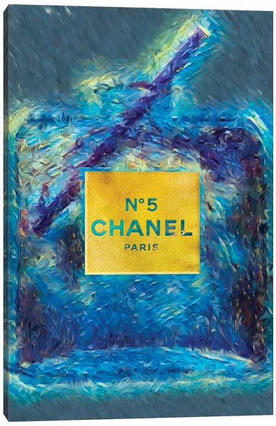 No 5 Fashion Champange Canvas Art Print - Perfume Bottle Art