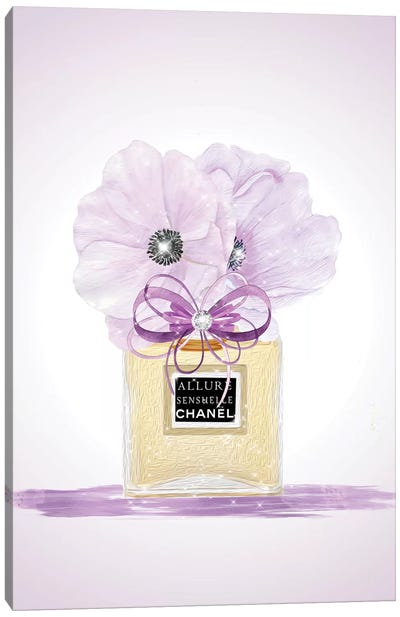 Purple Fashion Perfume Vase Canvas Art Print - Perfume Bottle Art