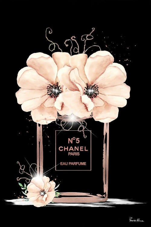 Rose Gold Fashion Perfume Bottle And Anemones